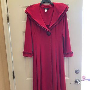 Song & Sung Design Today's Long Coat, Wire Collar, Red&Black Color, Size L